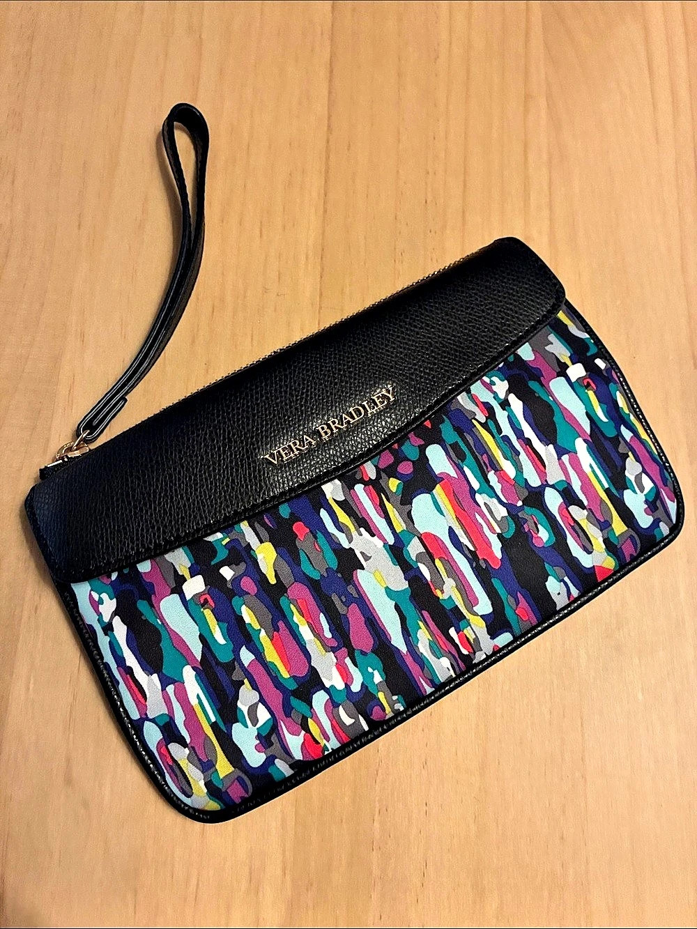 Vera Bradley Envelope Wristlet Abstract Clutch Black & Multicolor